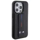 BMW iPhone 15 Pro vāciņš Grip Stand Smooth & Carbon, melns