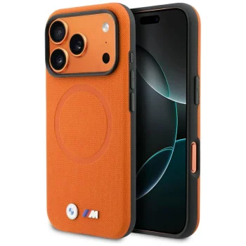 BMW M FW metāla logotipa MagSafe maciņš iPhone 17 Pro Max tālrunim – oranžs | Phone Case Cover