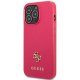 Guess Saffiano 4G Small Metal Logo vāciņš iPhone 13 / 13 Pro, rozā
