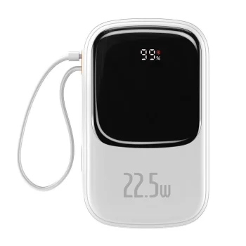 Внешний аккумулятор Baseus Qpow Digital Display 20000mAh 22.5W с кабелем USB-C белый