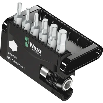Wera Bit-Check 7 Hex-Plus 1 Screwdriver Bit Set with Holder, 7-Piece