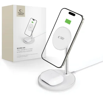 Tech-Protect QI15W-A39 2in1 MagSafe uzlādes stacija – melna