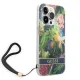 Guess Flower Strap iPhone 14 Pro vāciņš ar siksniņu, zils