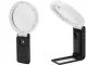 Salokāma juveliera lupa 10x 25x ar 6 LED, 2 UV un mērskalu, melnbalta