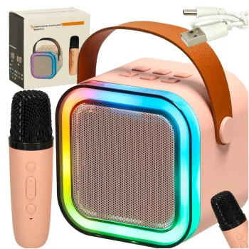 Караоке-набор с портативной Bluetooth колонкой и микрофоном, USB, LED,...