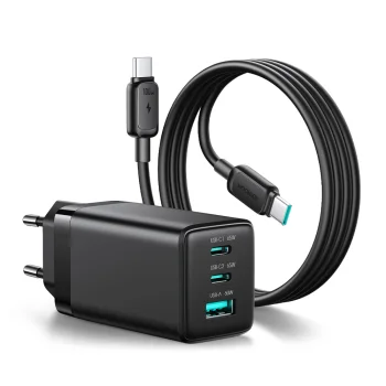 Сетевое зарядное устройство Joyroom JR-TG10 65W GaN, 2x USB-C, USB-A и кабель USB-C 1.2...