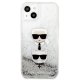 Apple iPhone 13 mini 5.4\" Karl Lagerfeld Liquid Glitter Karl&Choupette Head Case Cover (KLHCP13SKICGLS), Silver |...