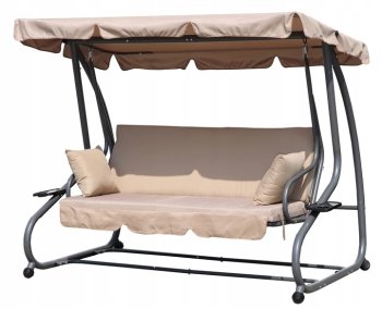 Convertible 3-Seater Garden Swing 2-in-1 MultiGarden, beige