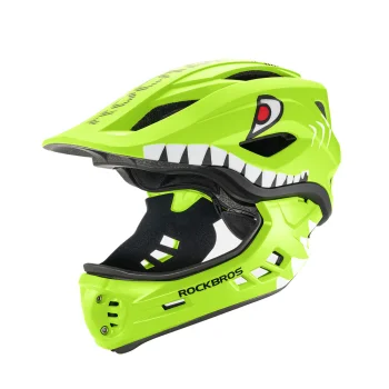 Rockbros TT-32003 Shark bērnu veloķivere ar noņemamu zoda aizsargu, S (48-52 cm), zaļa