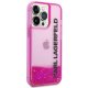Karl Lagerfeld iPhone 14 Pro Max vāciņš Liquid Glitter Elong Rozā