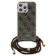 Apple iPhone 15 Pro Max 6.7\'\' Guess Crossbody Cord 4G Print Case Cover, Brown