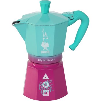 Bialetti Moka Express Squid Game 6TZ espresso kafijas automāts, tirkīza/rozā
