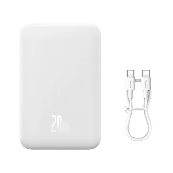 Baseus Magnetic Mini 20000 мАч 20W внешний аккумулятор - белый + кабель USB-C / USB-C