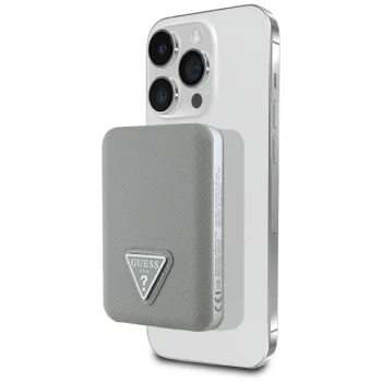 Внешний аккумулятор Guess Grained Triangle с MagSafe 5000mAh 15W USB‑C – бежевый