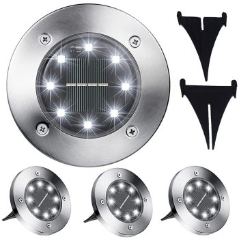 Solārās dārza lampas 8 LED, iebūvējamas zemē, 4 gab.