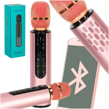 Bezvadu karaoke mikrofons bērniem ar Bluetooth skaļruni 2000mAh SD USB, rozā