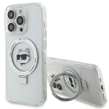 Чехол Karl Lagerfeld для iPhone 15 Pro Ring Stand Choupette Head MagSafe, белый