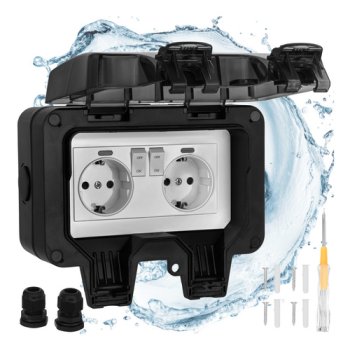 Waterproof Outdoor Double Socket IP66 16A Izoxis