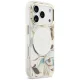 Guess IML Glitter Flowers Triangle MagSafe vāciņš iPhone 18 Pro Max / 17 Pro Max, balts