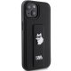 Karl Lagerfeld iPhone 15 Plus / 14 Plus vāciņš Gripstand Saffiano Choupette Pin, melns