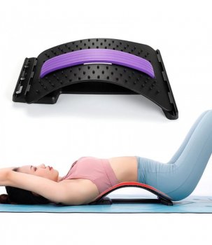 Mugurkaula Stiepšanas Trenažieris Muguras Akupresūras Masažieris, violets | Magic Back Support Bridge-Shaped Lower Back Stretcher Massager