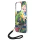 Guess Flower Strap iPhone 14 Pro vāciņš ar siksniņu, zils