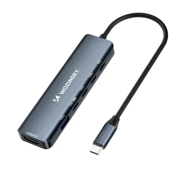 Wozinsky WHBC10Y4S USB-C 6-in-1 centrmezgls, alumīnija, pelēks