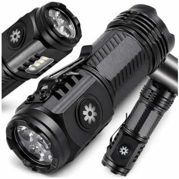 Аккумуляторный тактический LED фонарик с магнитом и боковым...