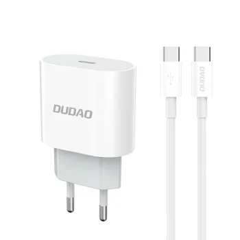 Сетевое зарядное устройство Dudao A14EUC PD 20W с кабелем USB‑C – белое
