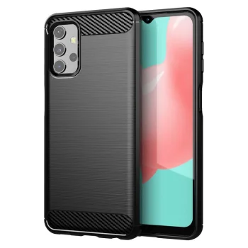 Samsung Galaxy A32 4G (SM-A325F/DS) Carbon Fiber Pattern Brushed TPU Case Cover, Black | Telefona Vāciņš Apvalks...