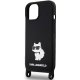 Karl Lagerfeld iPhone 15 vāciņš Crossbody Silicone Choupette, melns