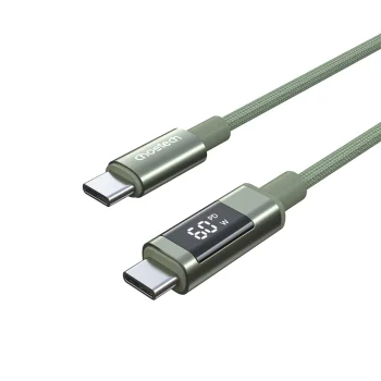 Choetech XCC-1068 PD 60W USB-C uz USB-C kabelis ar displeju 1,2 m - zaļš