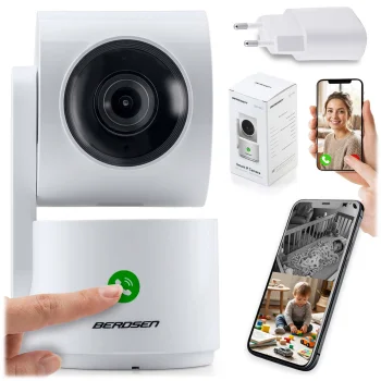 Berdsen BD-942 rotējoša 3 MP IP kamera un mazuļu monitors, balta