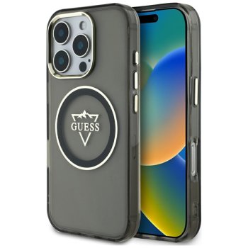 Guess iPhone 16 Pro Max vāciņš IML Metal Mountain Logo MagSafe, melns