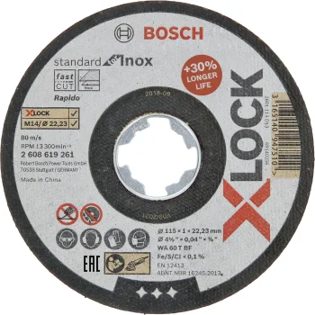 Griešanas disks Bosch Standard for Inox X-LOCK, 115 x 1 mm