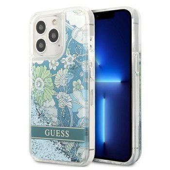 Guess чехол для iPhone 13 Pro Max Flower Liquid Glitter Зеленый