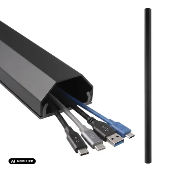 Maclean MCTV-897 B Aluminium Cable Trunking, 33 x 18 x 750 mm, Black