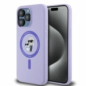 Чехол Karl Lagerfeld для iPhone 15 Pro Max Karl & Choupette Heads Ring MagSafe, фиолетовый