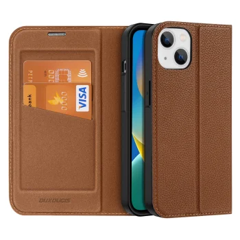 Apple iPhone 14 6.1'' Dux Ducis Skin X2 Magnetic Book Case Cover, Brown
