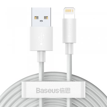 Baseus 2x USB - Apple iPhone Lightning Data Charging Cable 1,5m, White | Lādētājvads Datu Pārraides Kabelis 2 gab.