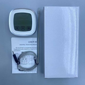 Digitālais gaļas termometrs ar zondi un skārienjutīgu LCD ekrānu, sudraba