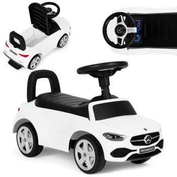 Mercedes C CLASS Ride-On Car with Interactive Steering Wheel and Sounds, White
