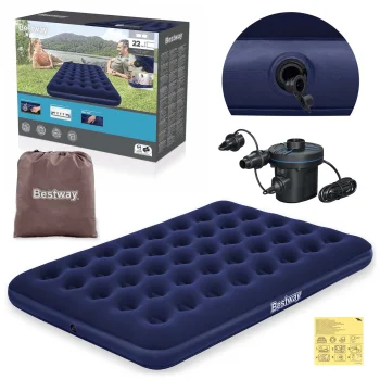 Bestway 67287 Double Air Mattress with Electric Pump, 191x137x22 cm