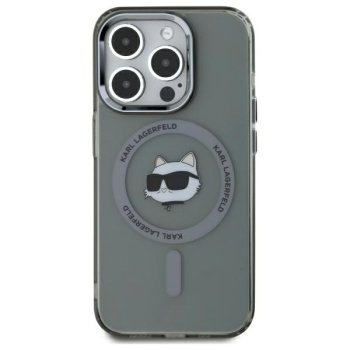 Karl Lagerfeld iPhone 15 Pro Max Case IML Metal Choupette Head MagSafe, Black