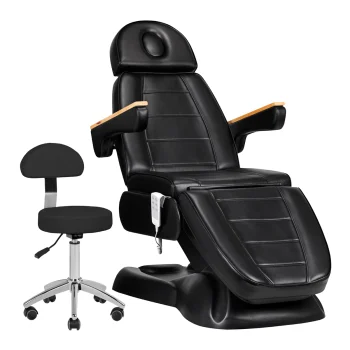 Sillon Lux 273b elektriskais kosmētikas krēsls ar 3 motoriem un tabureti 304, melns