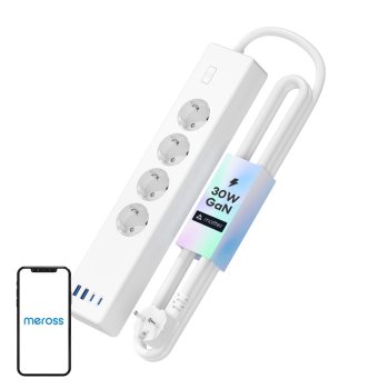 Smart Power Strip Meross MSP844 Matter 4 AC + 4 USB Fast Charging 30W PD