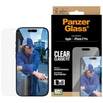 PanzerGlass Classic Fit EasyAligner rūdītais aizsargstikls priekš iPhone 17 Pro | Tempered Glass Screen Protector