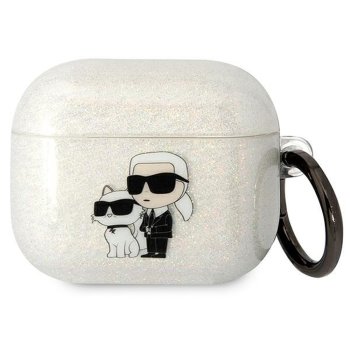 Karl Lagerfeld чехол для AirPods 3 Choupette Head прозрачный с блестками
