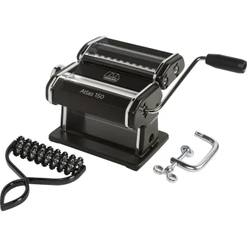 Marcato Atlas 150 Nera Manual Pasta Machine with Pastabike, Black