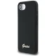 Guess Silicone Script Metal Logo MagSafe iPhone 16e vāciņš, melns